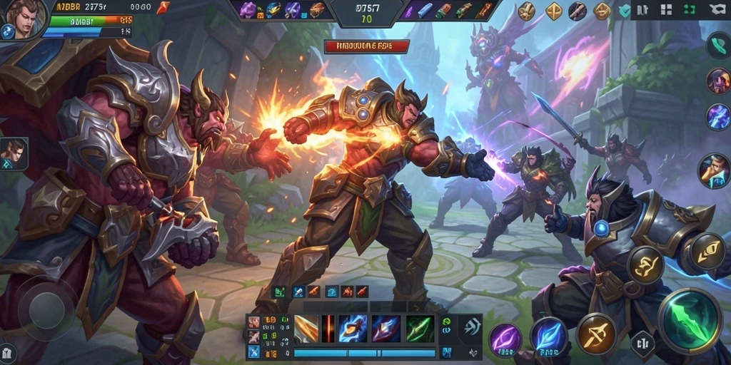 Tangkapan layar utama 2757 menampilkan aksi pertempuran seru dalam game MOBA.