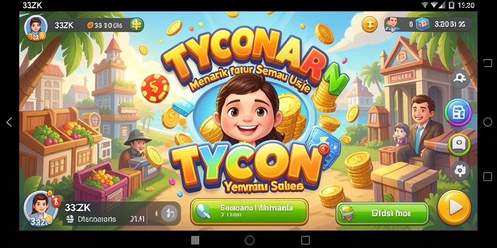 Tangkapan layar dari gameplay seru 33ZK, menampilkan berbagai bisnis yang dikelola.
