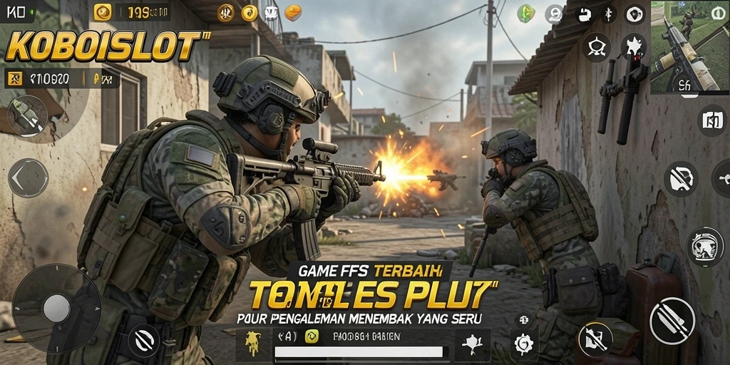 Tangkapan layar gameplay KOBOISLOT menampilkan aksi menembak yang mendebarkan.