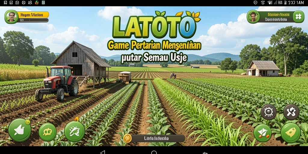 Tampilan gameplay LATOTO yang seru dengan pertanian yang ekspansif.