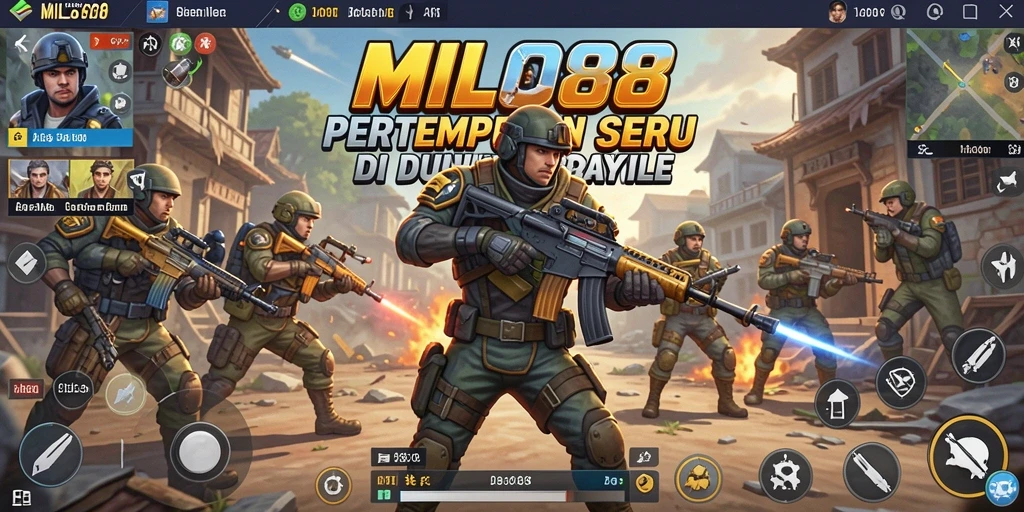 Screenshot utama MILO88 menampilkan aksi pertempuran intens di arena Battle Royale.