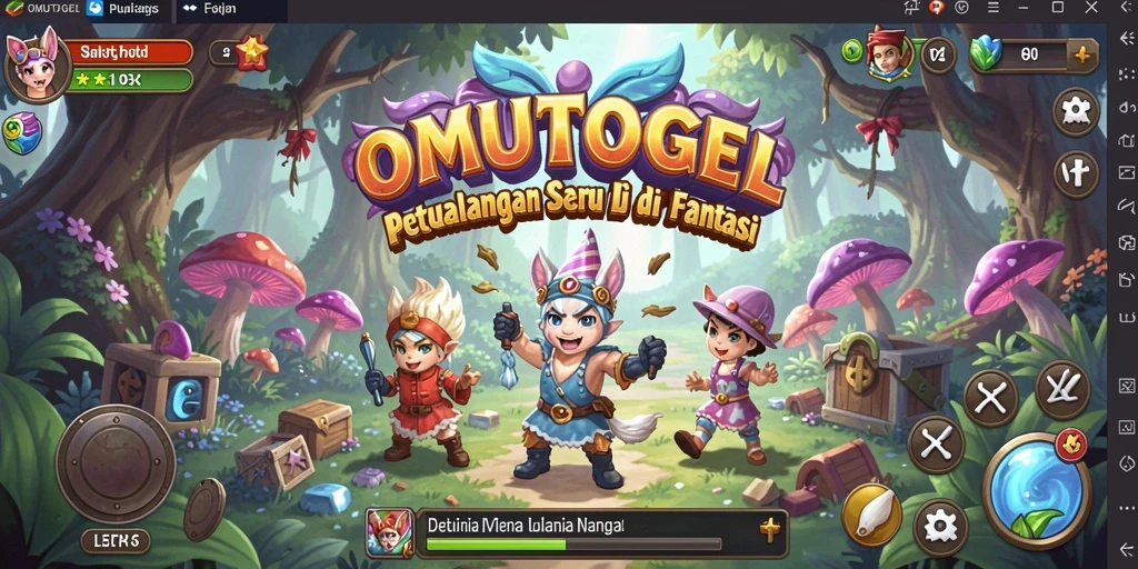 Tampilan gameplay seru OMUTOGEL yang menghadirkan dunia fantasi.