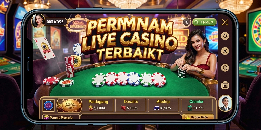 Screenshot gameplay menampilkan dealer live dan suasana kasino yang mendebarkan.